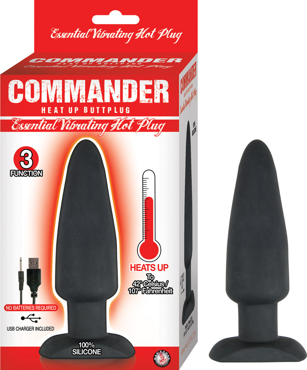 COMMANDER ESSENTIAL VIBRATING HOT PLUG -BLACK - Just for you desires
