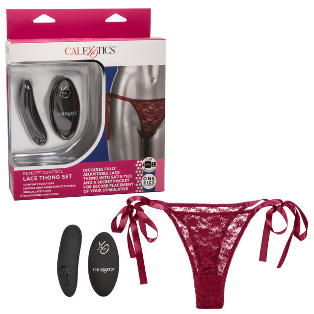 REMOTE CNTRL LACE THONG SET-BG