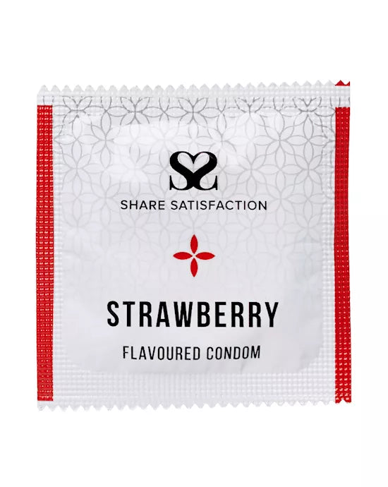 Share Satisfaction Strawberry Flavoured Condom - Single - Just for you desires