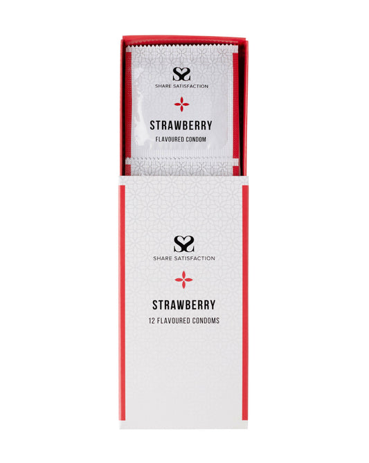 269837 - Share Satisfaction Strawberry Flavoured Condom 12 Pack - Just for you desires