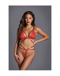 The Flame Strappy Lace Bra & Thong Set - Just for you desires