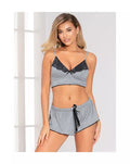 Two Piece Knit Bralette And Short Set 11129 Black S (H) - Just for you desires
