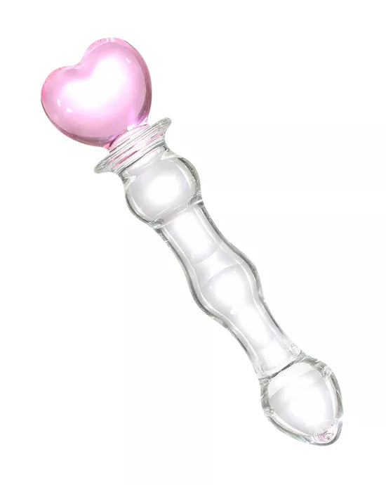 |Sweet Heart Beaded Glass Dildo - Just for you desires