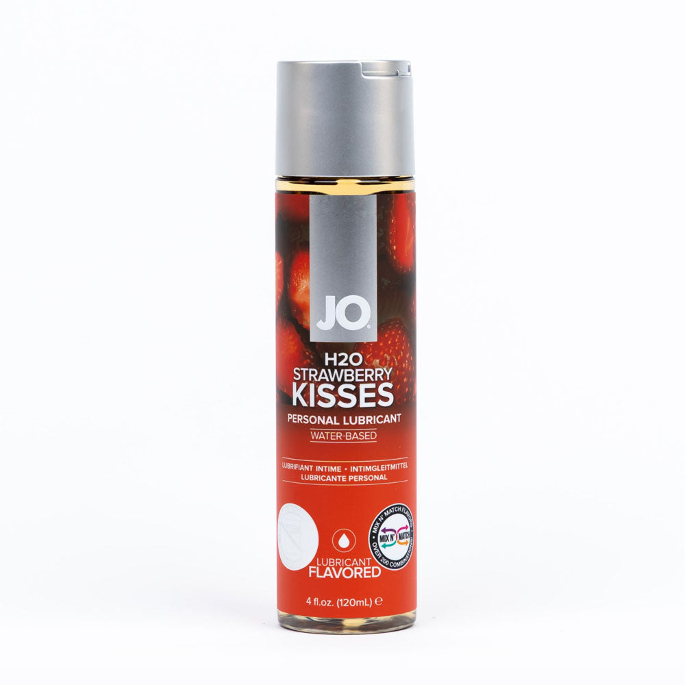 JO H2O Strawberry Kisses Lube - 120 mL - Strawberry Flavoured Water Based Lubricant - 120 ml Bottle - Just for you desires