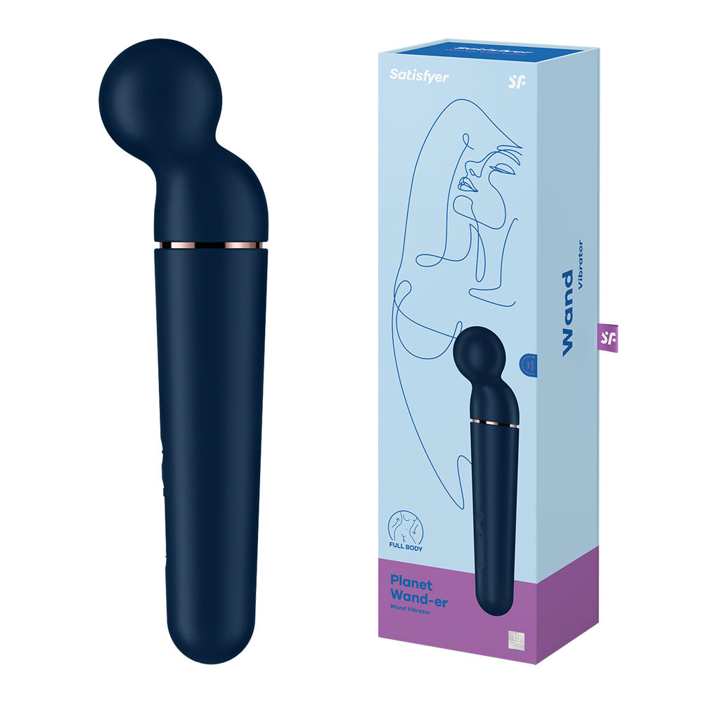 Satisfyer Planet Wand-er - Blue - Blue/Rose Gold USB Rechargeable Massager Wand - Just for you desires