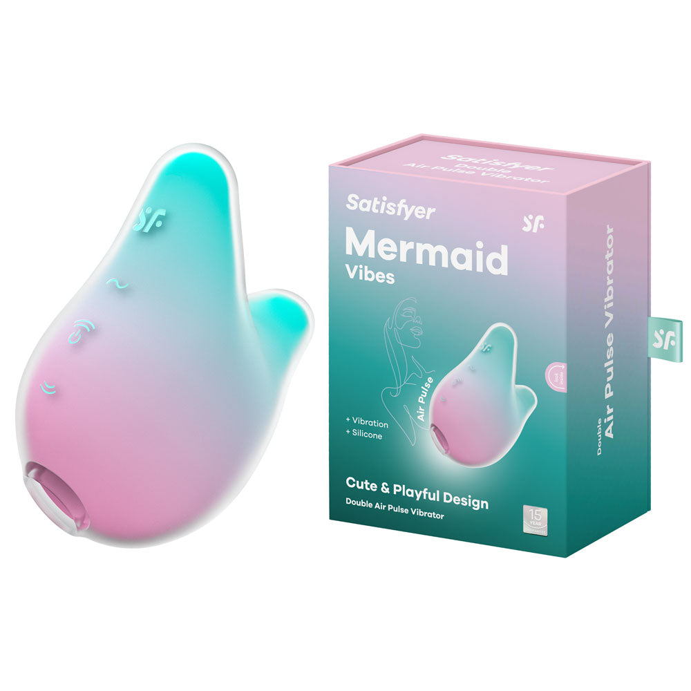 Satisfyer Mermaid Vibes - Mint/Pink - Mint/Pink USB Rechargeable Air Pulse Stimulator - Just for you desires