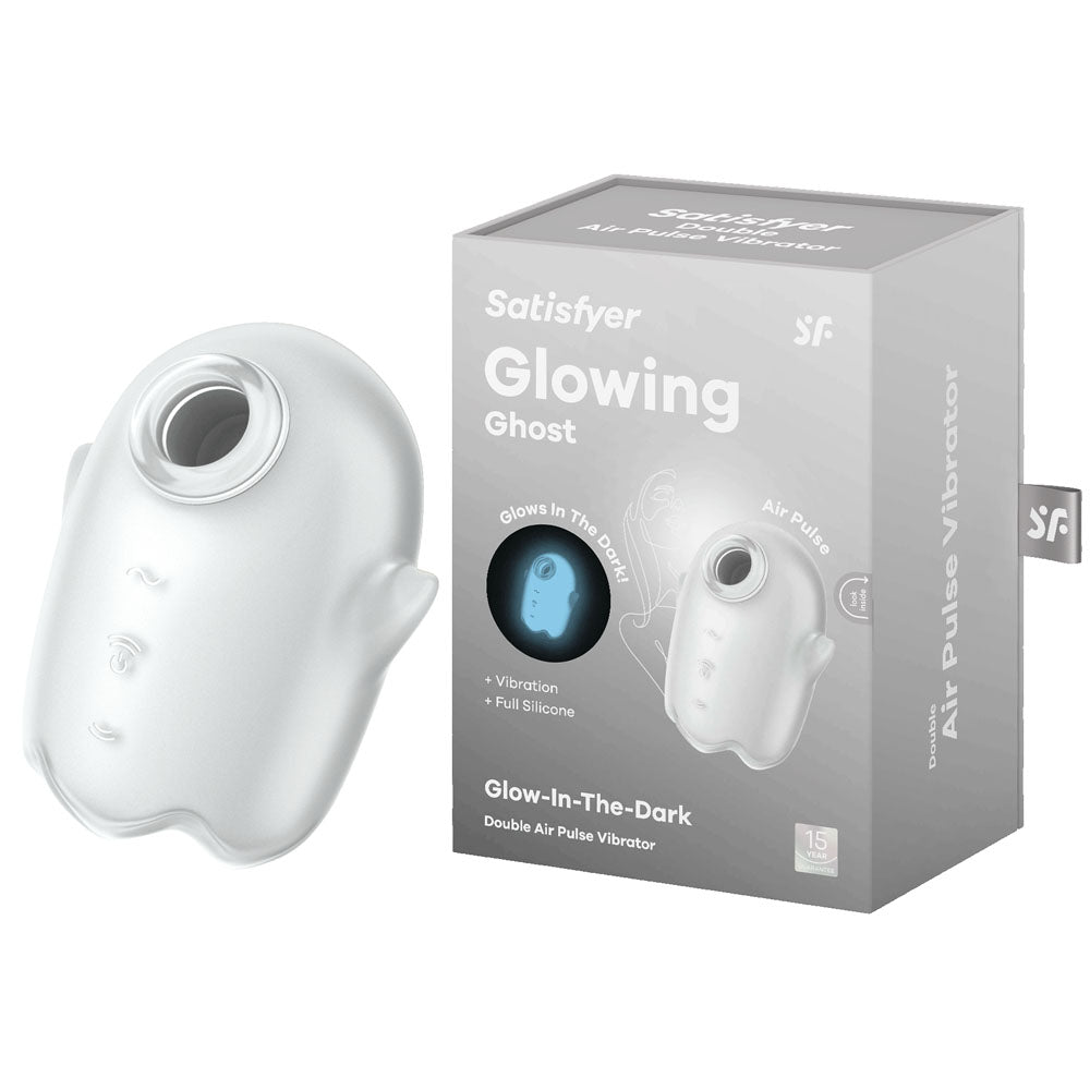 Satisfyer Glowing Ghost - White - Glow in Dark White USB Rechargeable Air Pulse Stimulator - Just for you desires