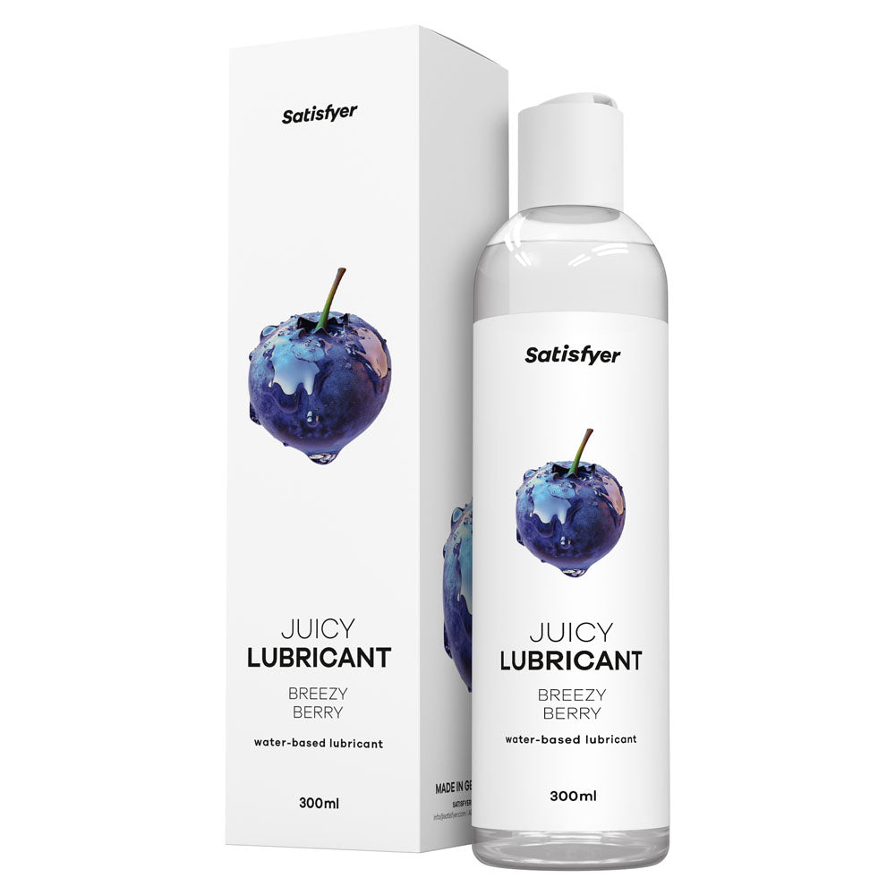 Satisfyer Juicy Lubricant 300 ml Breezy Berry - Blueberry Scented Water Based Lubricant - 300 ml Bottle - Just for you desires