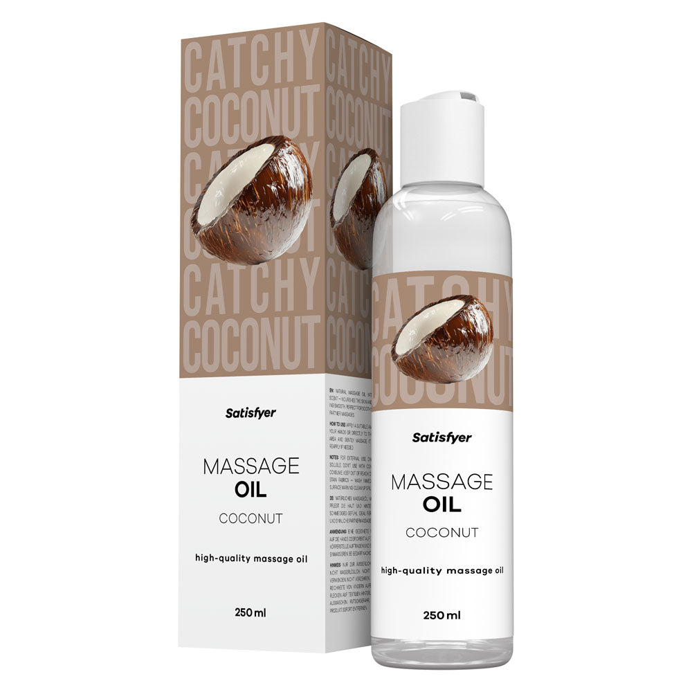 Satisfyer Massage Oil 250 ml Coconut - Coconut Scented Massage Oil - 250 ml Bottle - Just for you desires