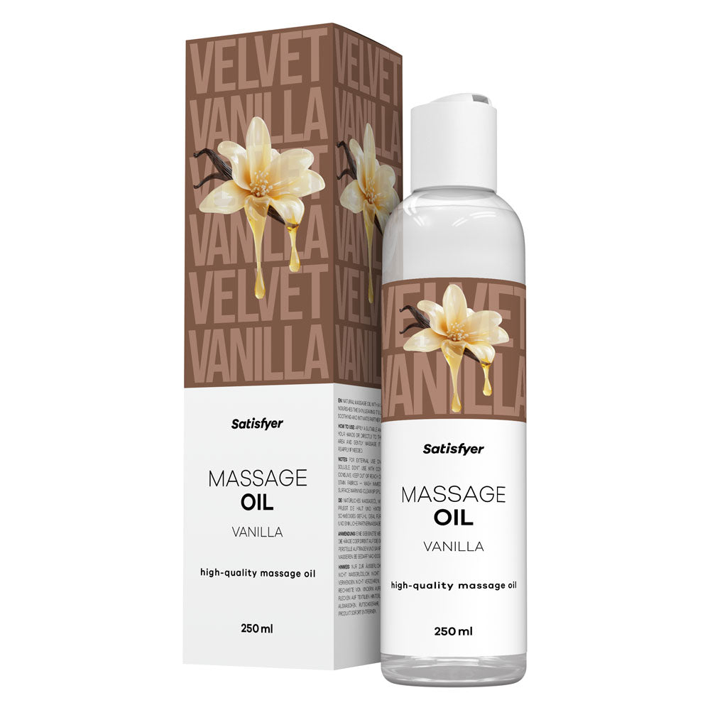Satisfyer Massage Oil 250 ml Vanilla - Vanilla Scented Massage Oil - 250 ml Bottle - Just for you desires