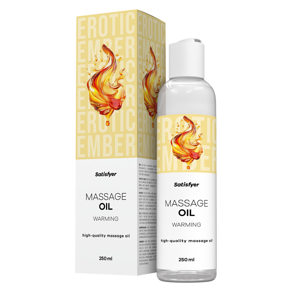 Satisfyer Massage Oil 250 ml Warming - Unscented Warming Massage Oil - 250 ml Bottle - Just for you desires