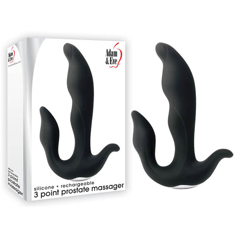 Adam & Eve 3-Point Prostate Massager - Black USB Rechargable Vibrating Prostate Massager - Just for you desires