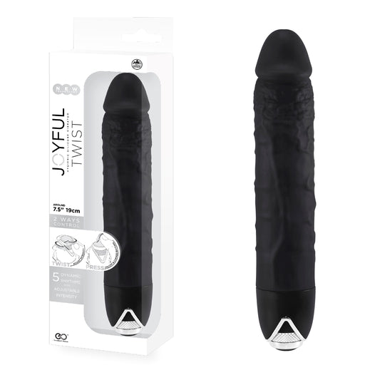 Joyful Twist 7' Silicone Vibrator Black - Just for you desires