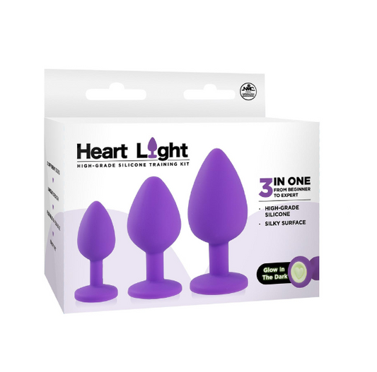 Heart Light Silicone Anal Training Kit Purple - Just for you desires