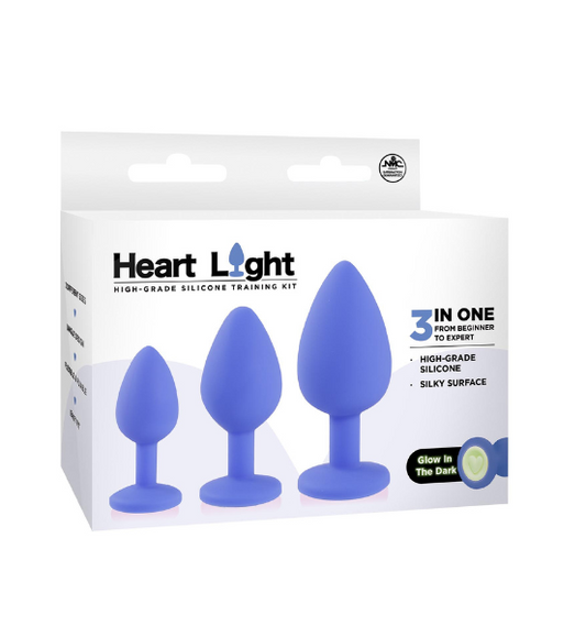 Heart Light Silicone Anal Training Kit Blue - Just for you desires