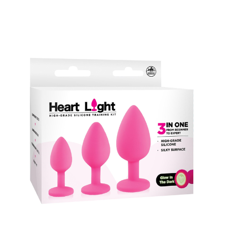 Heart Light Silicone Anal Training Kit Pink - Just for you desires