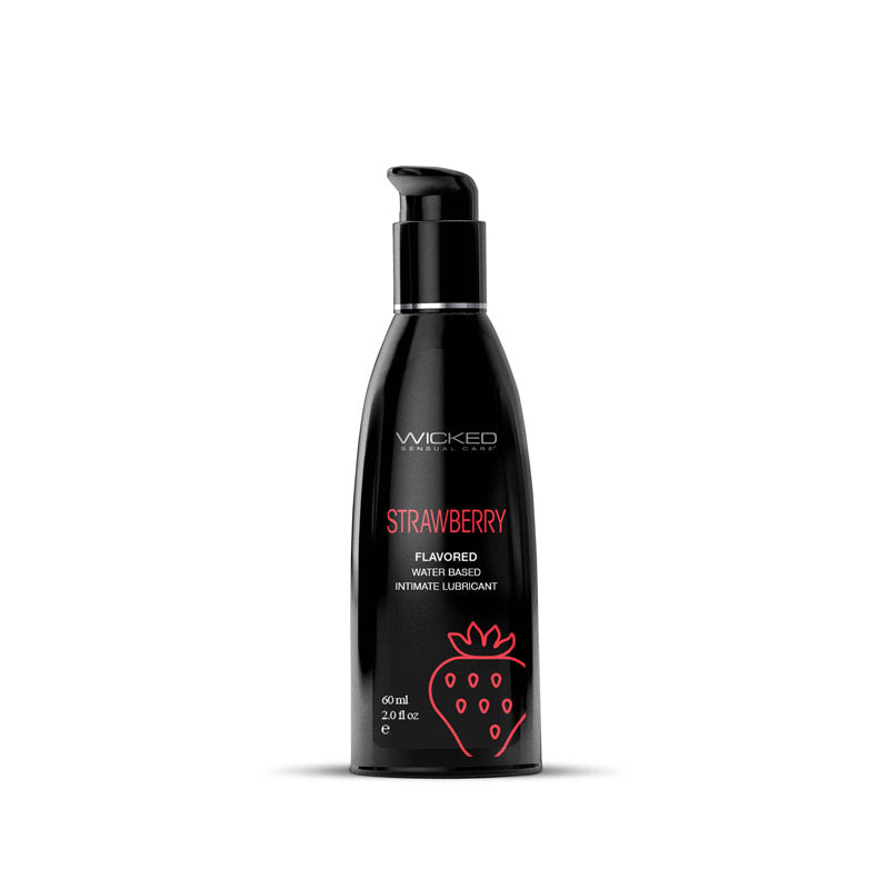 Wicked Aqua Strawberry - Strawberry Flavoured Water Based Lubricant - 60 ml (2 oz) Bottle - Just for you desires