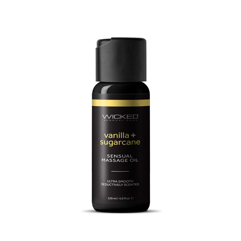 Wicked Sensual Massage Oil - Vanilla + Sugarcane - Vanilla and Sugarcane Scented Massage Oil - 120 ml Tube - Just for you desires