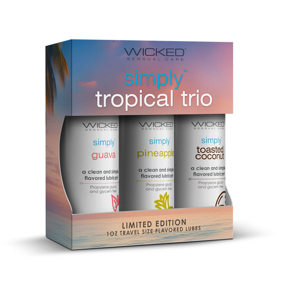 Wicked Simply Tropical Trio - Flavoured Water Based Lubricants - Set of 3 x 30 ml Bottles - Just for you desires