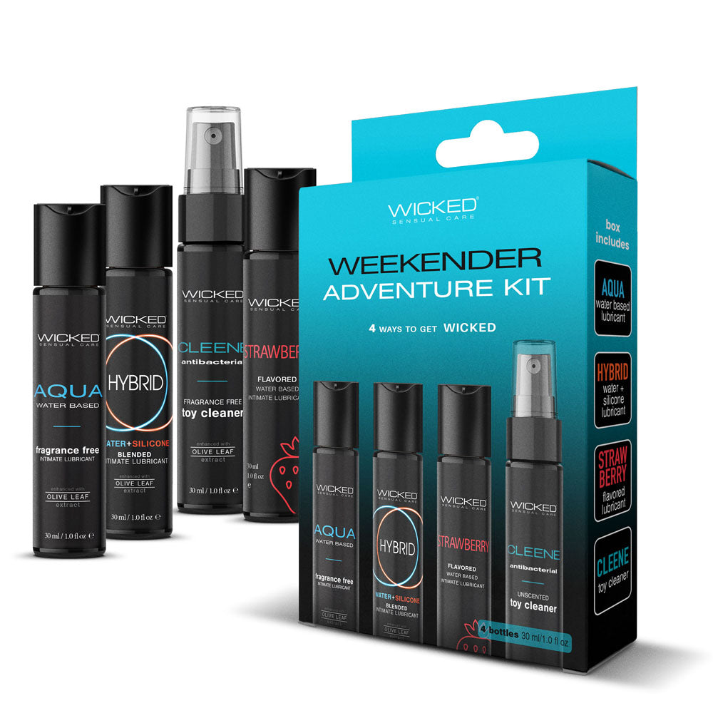 Wicked WEEKENDER ADVENTURE KIT - Mixed Lubricants & Cleaner 30 ml Bottles - 4 Pack - Just for you desires