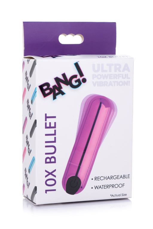 Bang! 10 X Rechargeable Vibrating Metallic Bullet Purple - Just for you desires