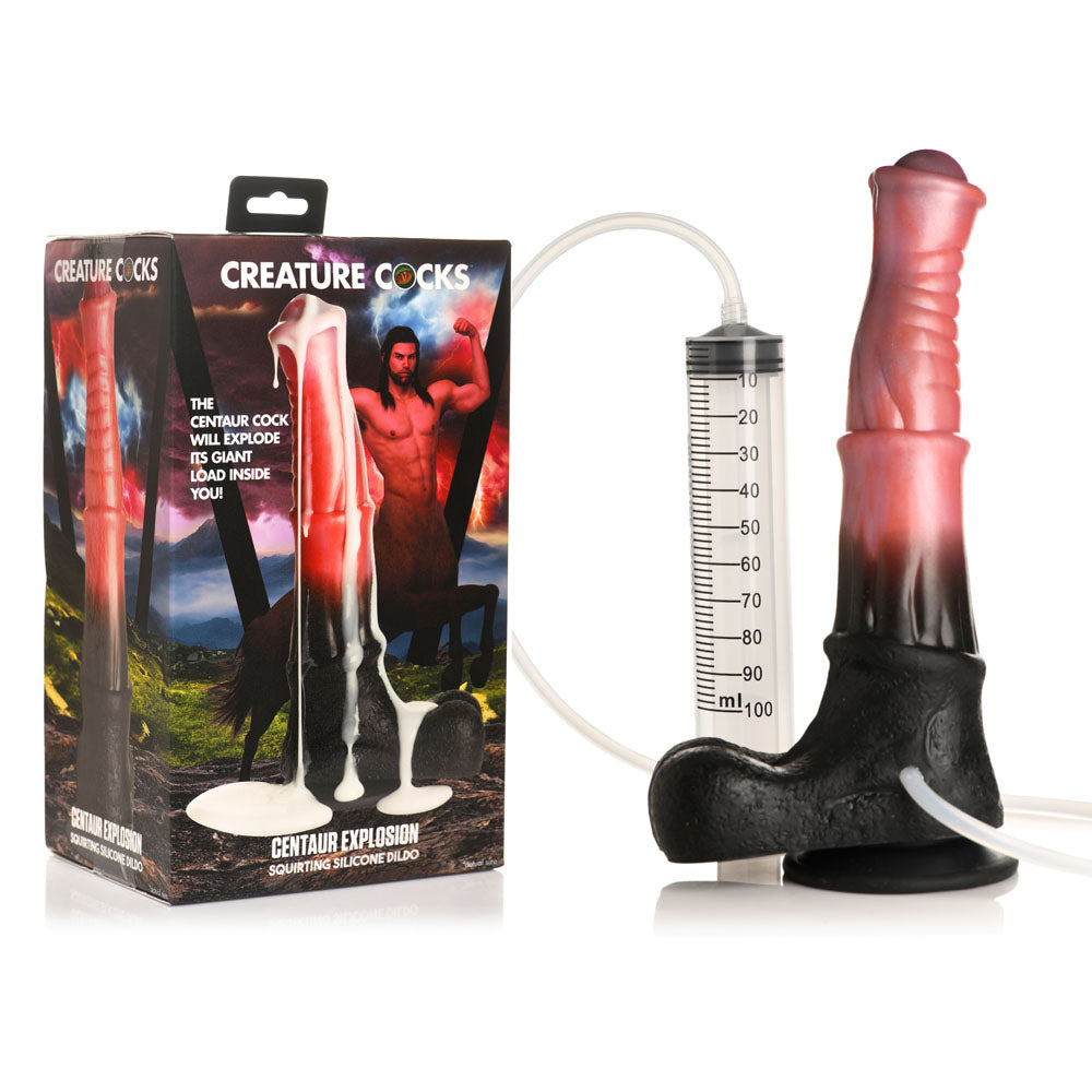 Creature Cocks Centaur Explosion - Pink/Black 24.5 cm Squirting Fantasy Dildo - Just for you desires