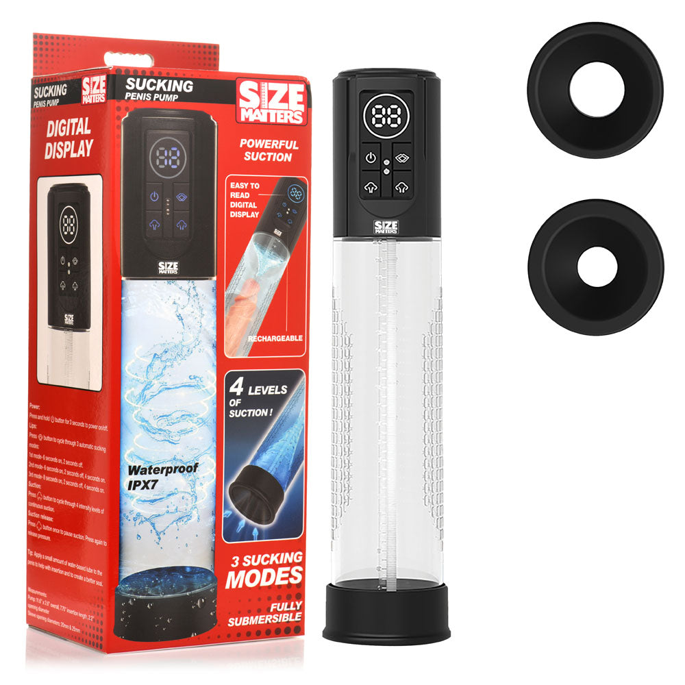 Size Matters Sucking Penis Pump - Clear USB Rechargeable Penis Pump - Just for you desires