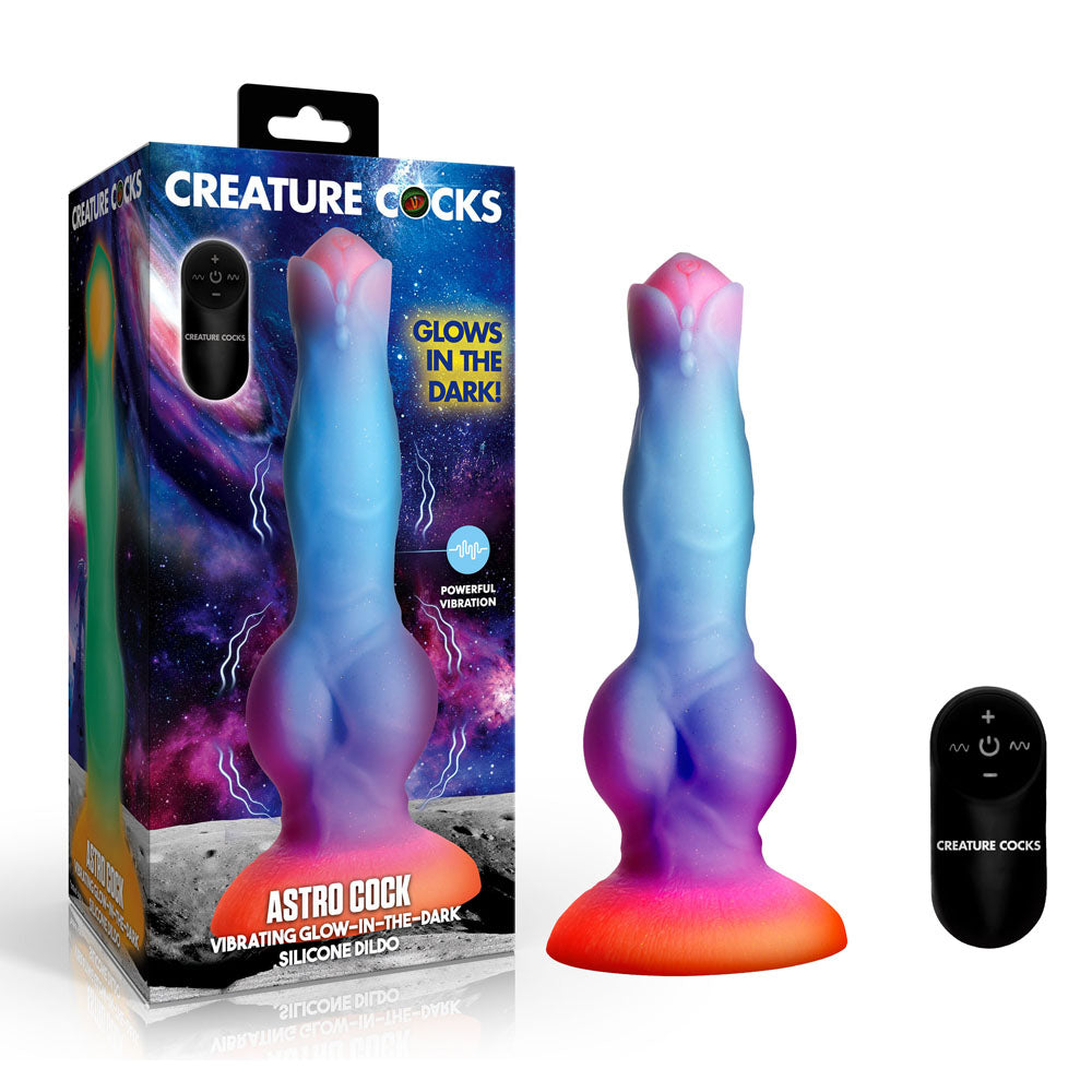 Creature Cocks Astro Cock - Glow In Dark 20.6 cm Vibrating Fantasy Dildo with Remote - Just for you desires