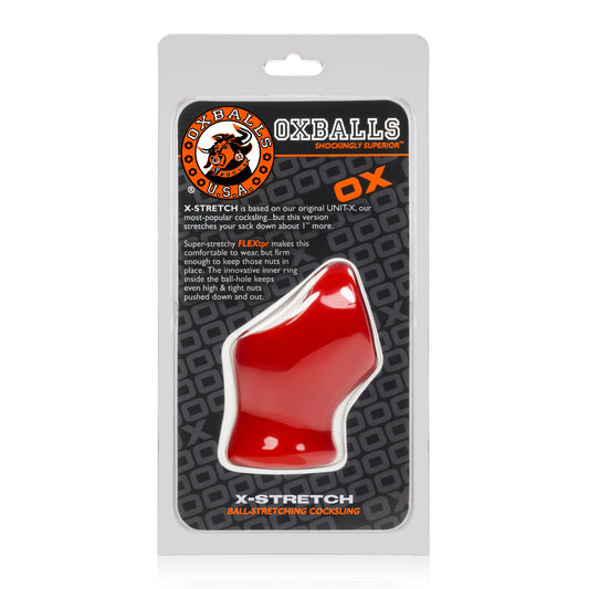 Oxballs Unit X Stretch Sporty Sleek Cocksling W/ Extended Ballstretcher Base Red