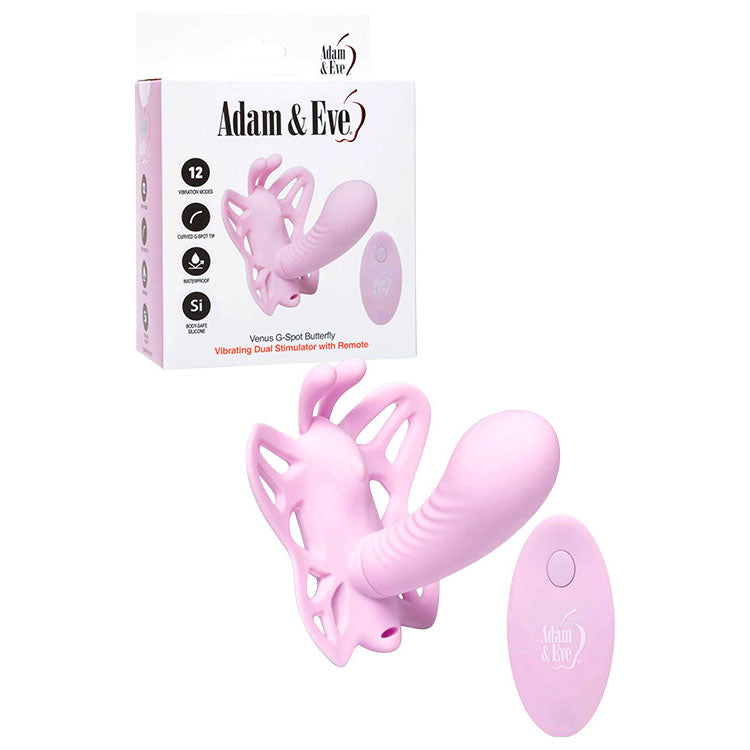 Adam & Eve VENUS G-SPOT BUTTERFLY - Pink USB Rechargeable Wearable Butterfly Vibrator with Remote - Just for you desires