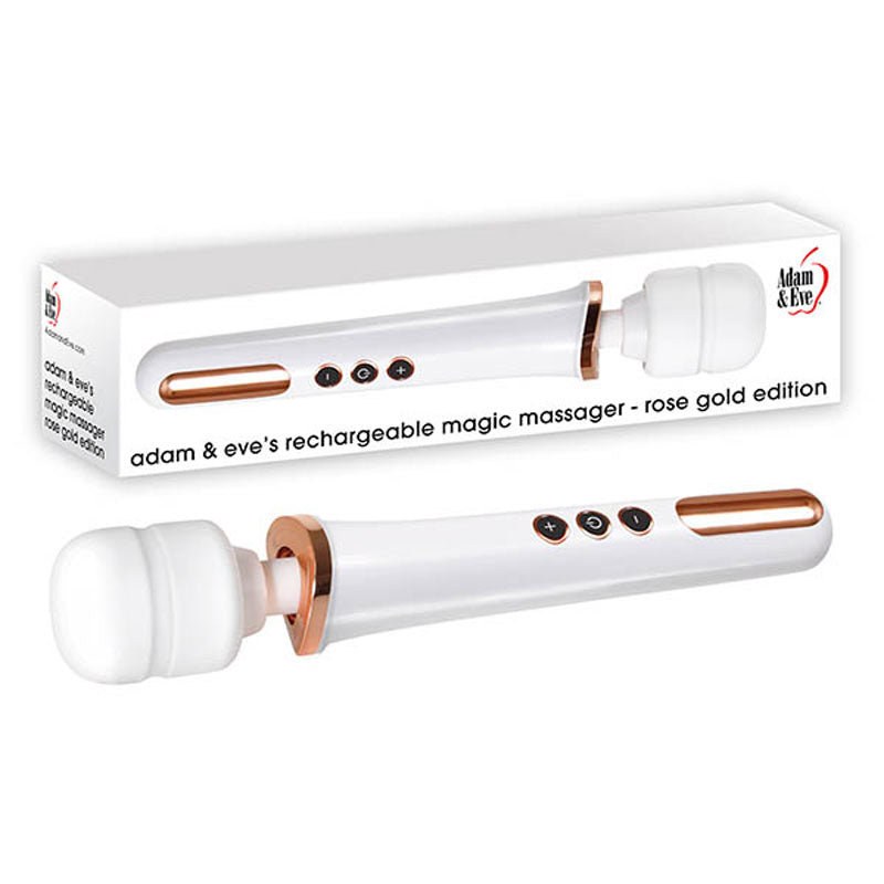 Adam & Eve Rechargeable Magic Massager - Rose Gold/White 33 cm USB Rechargeable Massager Wand - Just for you desires