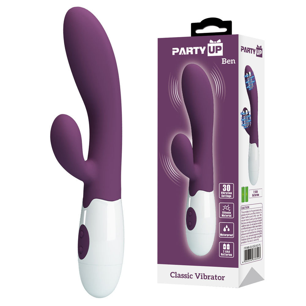 Party Up BEN Classic Vibe - Purple - Purple 20 cm Rabbit Vibrator - Just for you desires