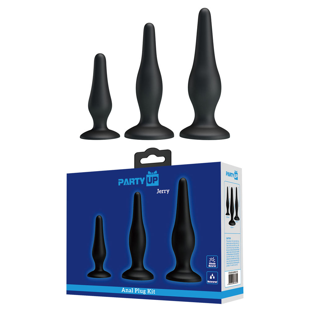 Party Up JERRY Butt Plug Set - Black Butt Plugs - Set of 3 Sizes - Just for you desires