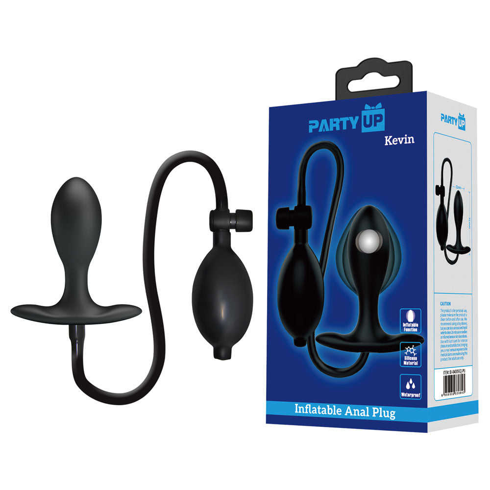 Party Up KEVIN Inflatable Butt Plug - Black 9.1 cm Inflatable Butt Plug - Just for you desires