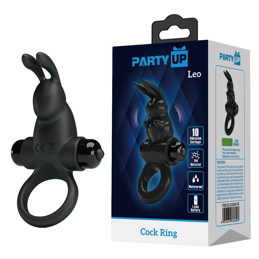 Party Up LARRY Vibrating Cock Ring - Black Vibrating Cock Ring - Just for you desires
