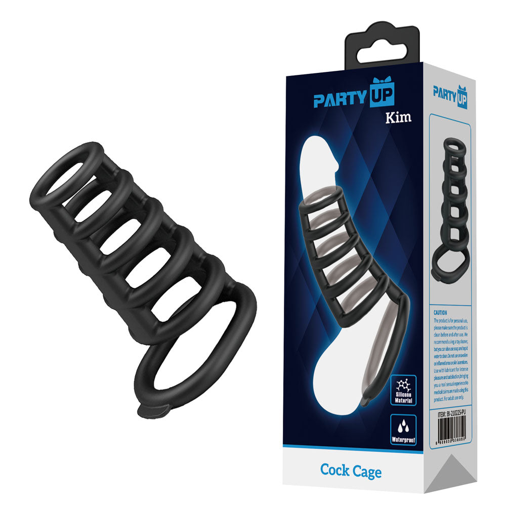 Party Up KIM Cock Cage - Black Cock Ring Cage - Just for you desires