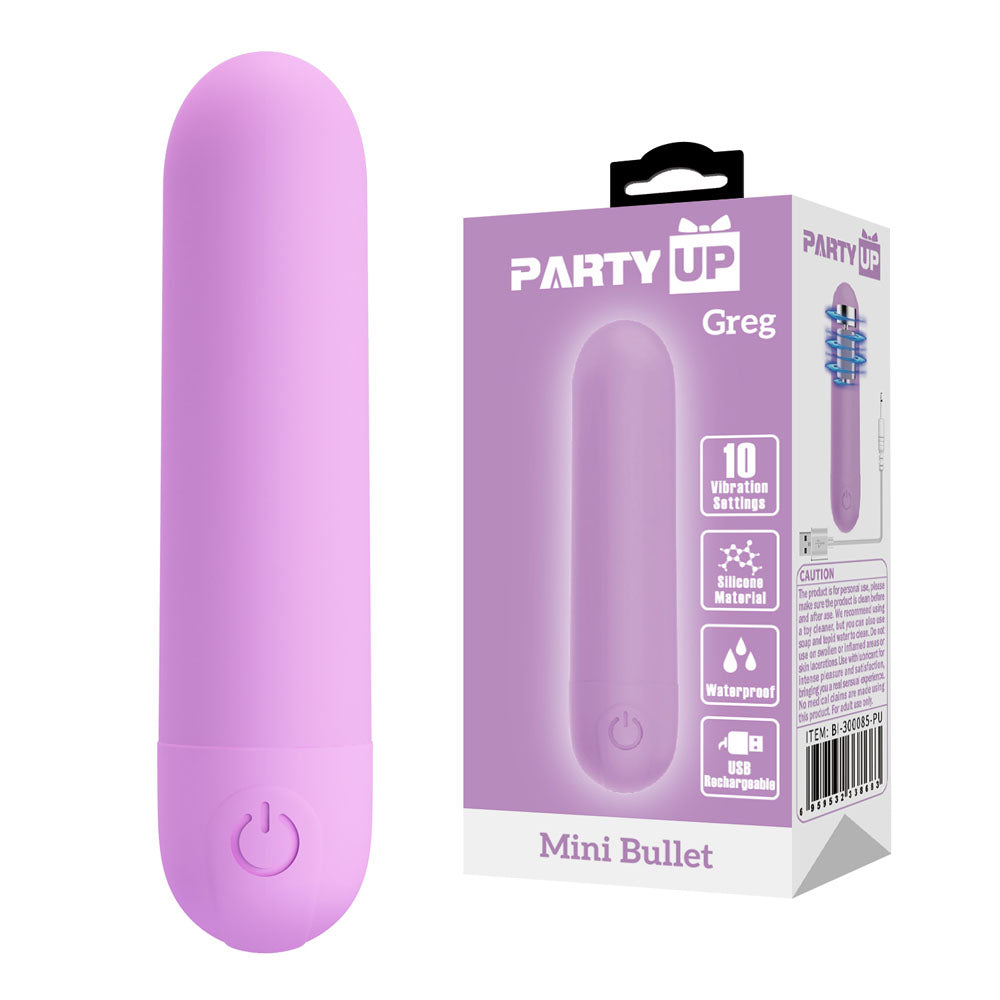 Party Up GREG Mini Bullet - Purple - Purple 8 cm USB Rechargeable Bullet - Just for you desires