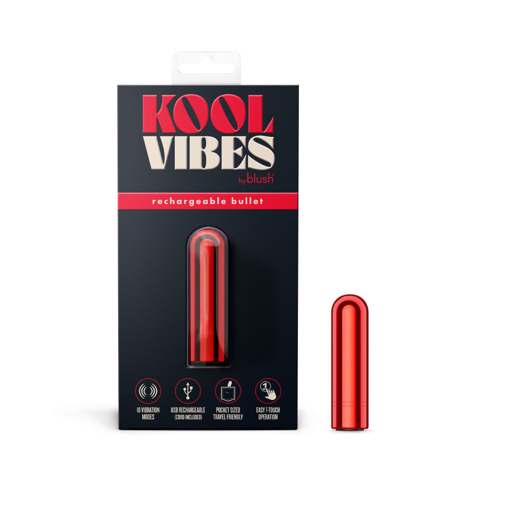 Kool Vibes - Rechargeable Mini Bullet - Cherry - Red 6.4 cm USB Rechargeable Bullet - Just for you desires