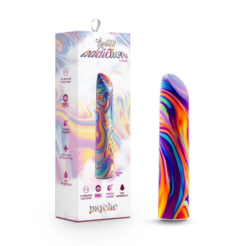Limited Addiction Psyche - Power Vibe - Rainbow 10.2 cm USB Rechargeable Bulet - Just for you desires