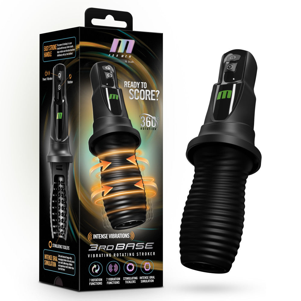 M For Men - 3rd Base -  USB Rechargeable Vibrating & Rotating Auto Stroker - Just for you desires