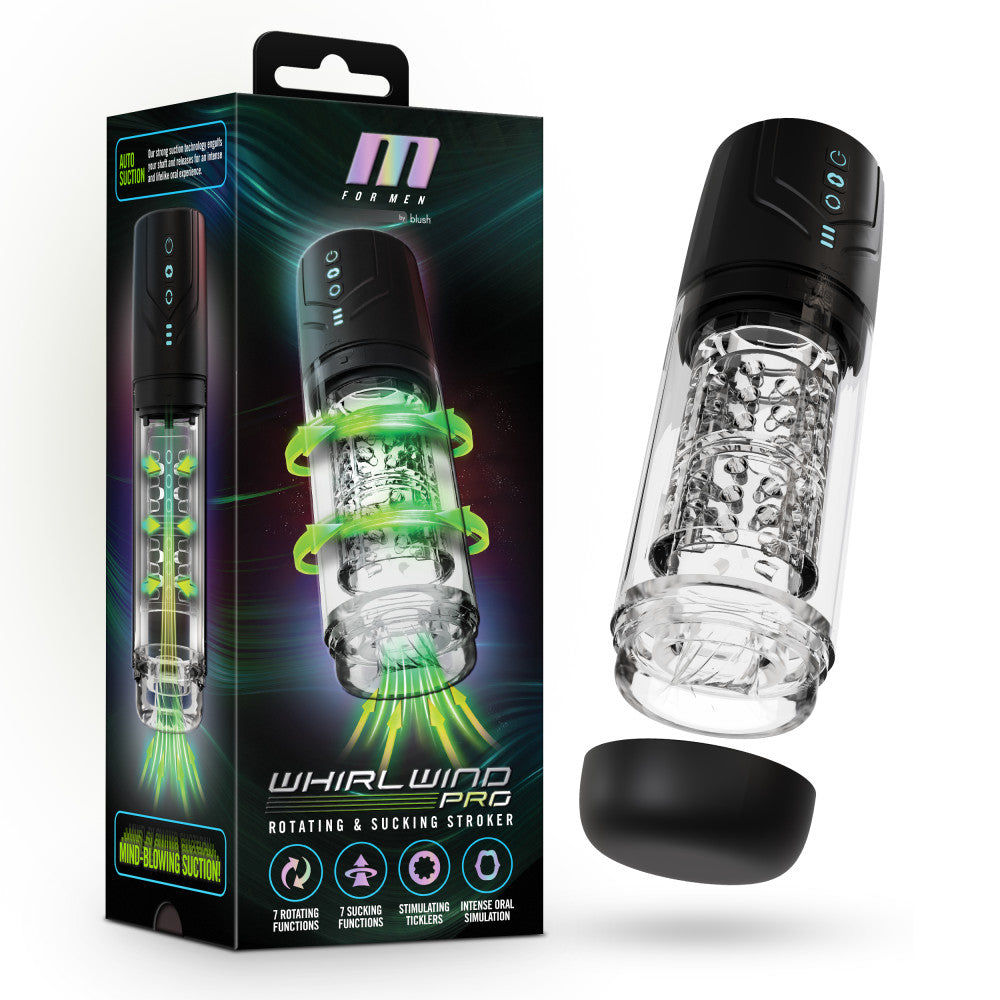 M For Men - Whirlwind Pro -  USB Rechargeable Rotating & Sucking Auto Stroker - Just for you desires