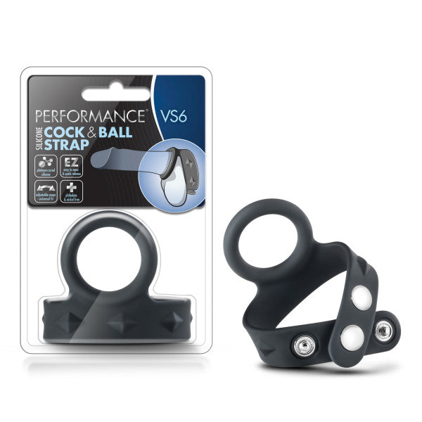 Performance VS6 Silicone Cock & Ball Strap - Black Cock Ring with Adjustable Ball Strap - Just for you desires