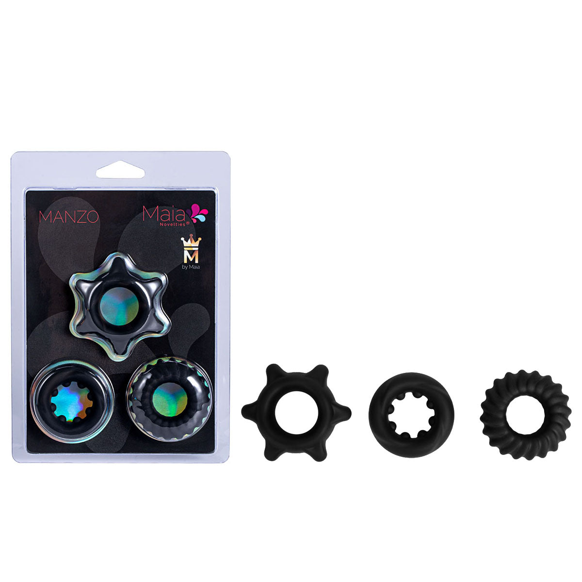 Maia MANZO - Black Silicone Cock Rings - Set of 3 - Just for you desires