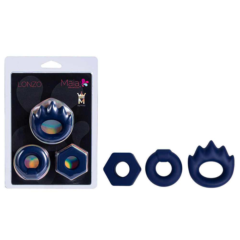 Maia LONZO - Blue Silicone Cock Rings - Set of 3 - Just for you desires
