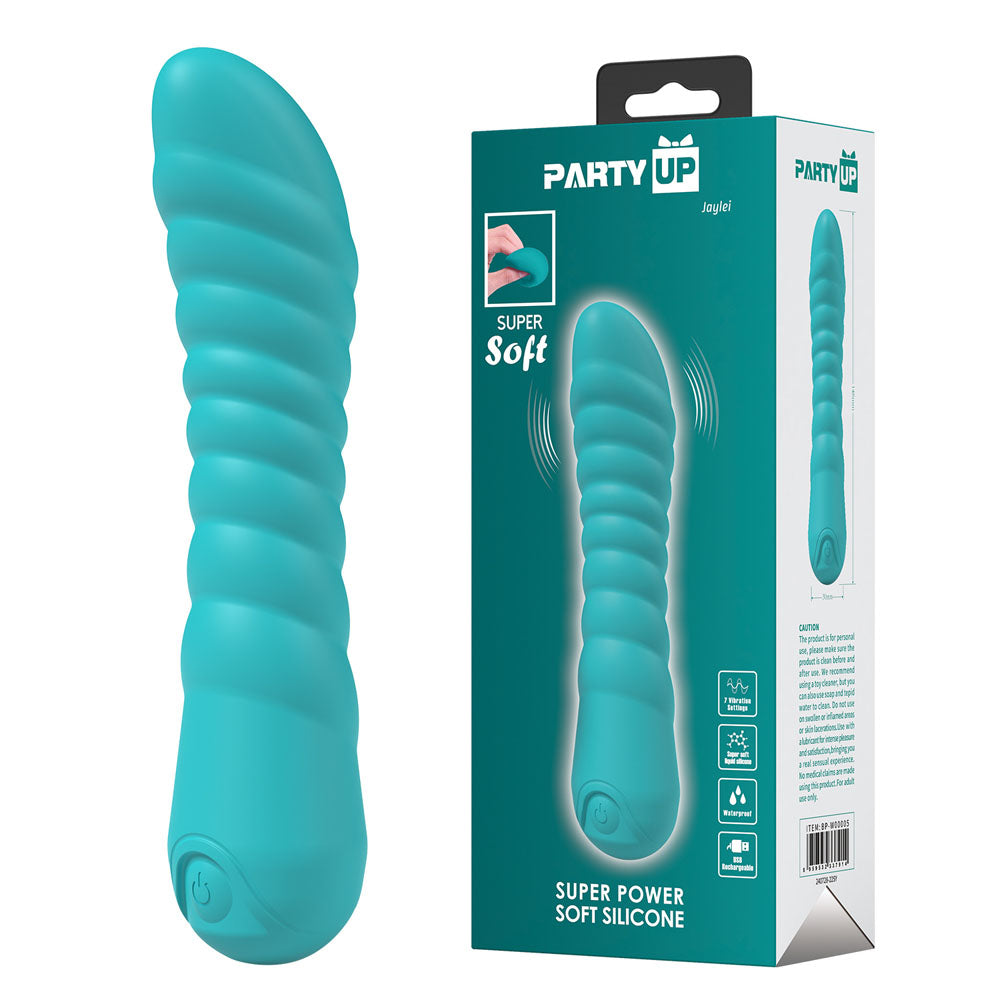 Party Up JAYLEI - Teal - Teal 14.6 cm USB Rechargeable Vibrator - Just for you desires