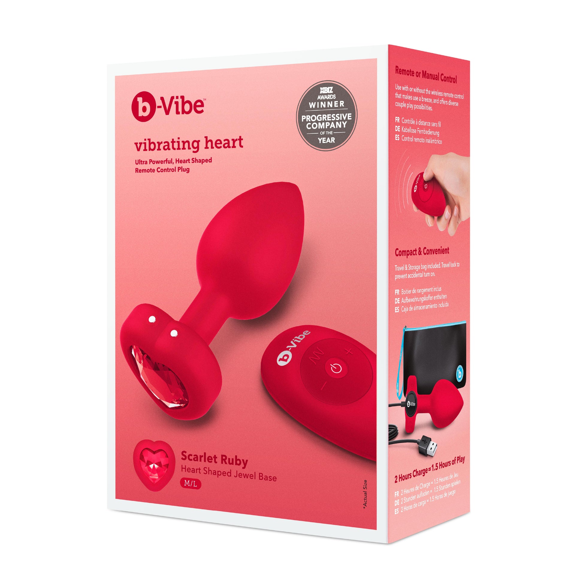 B Vibe Vibrating Heart Plug M/L