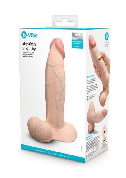 B Vibe Slipskin Realistic Silicone Dildo 9"" Girthy Cream - Just for you desires