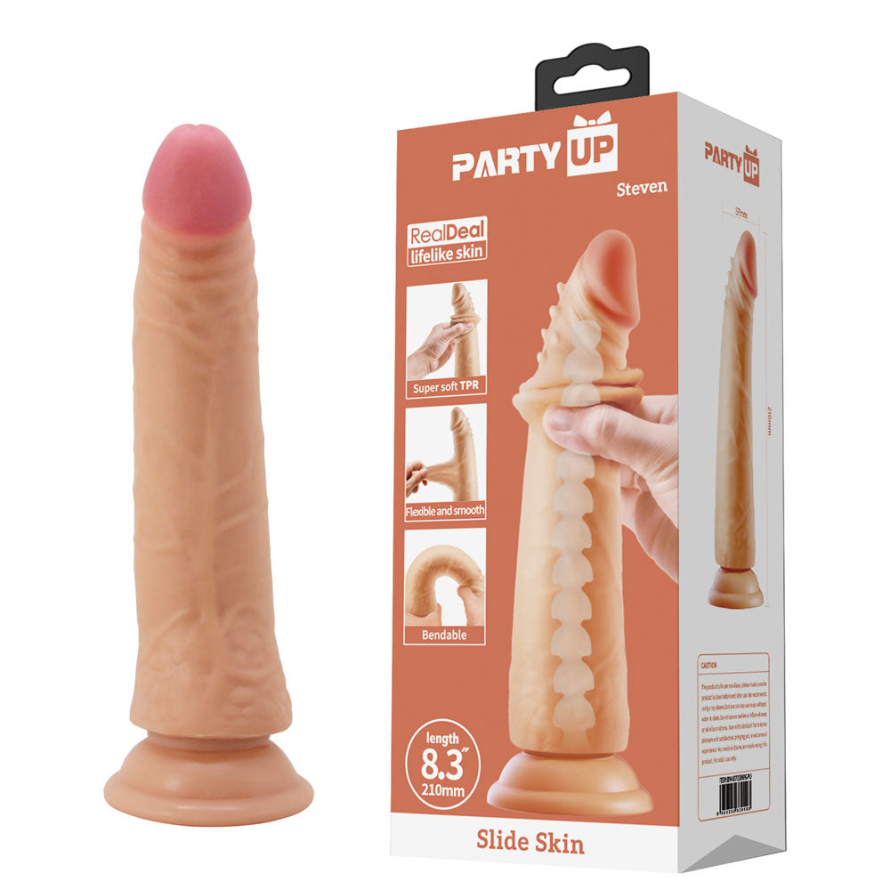 Party Up STEVEN Slide Skin Dong - Flesh 21 cm Flexible Dildo - Just for you desires
