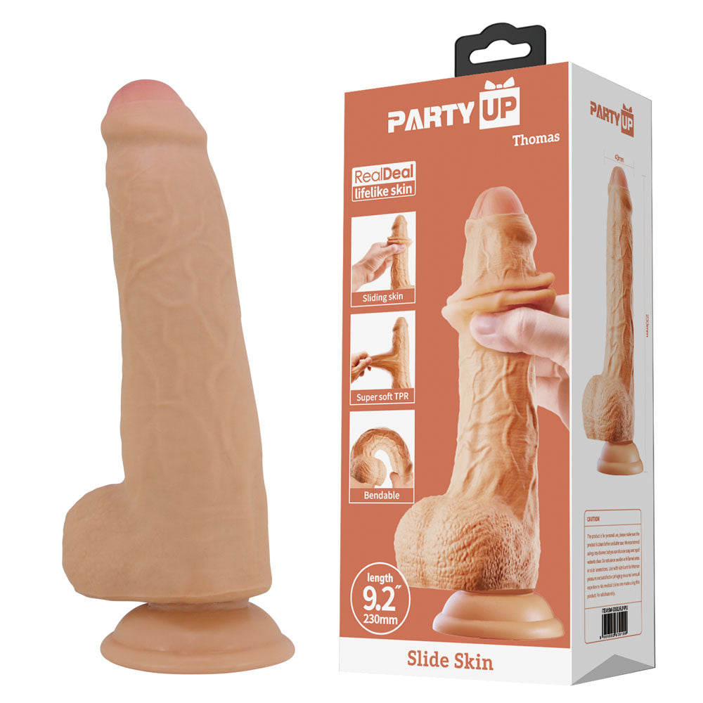 Party Up THOMAS Slide Skin Dong - Flesh 23 cm Flexible Dildo - Just for you desires