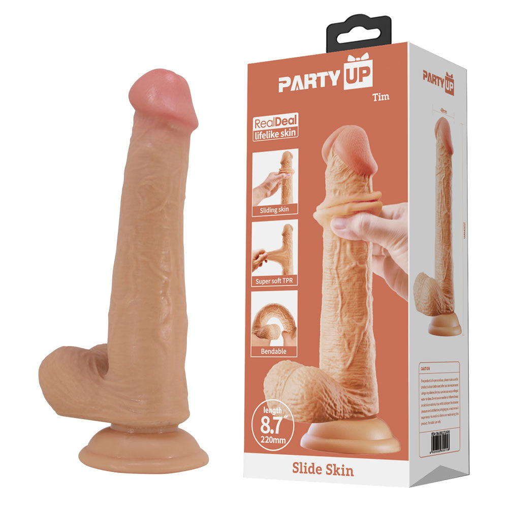Party Up TIM Slide Skin Dong - Flesh 22 cm Flexible Dildo - Just for you desires